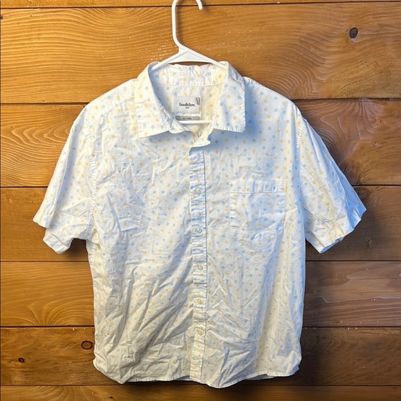 Goodfellow Shirt Mens White Stars Geometric Short Sleeve Collared Button Down XL - Picture 1 of 11